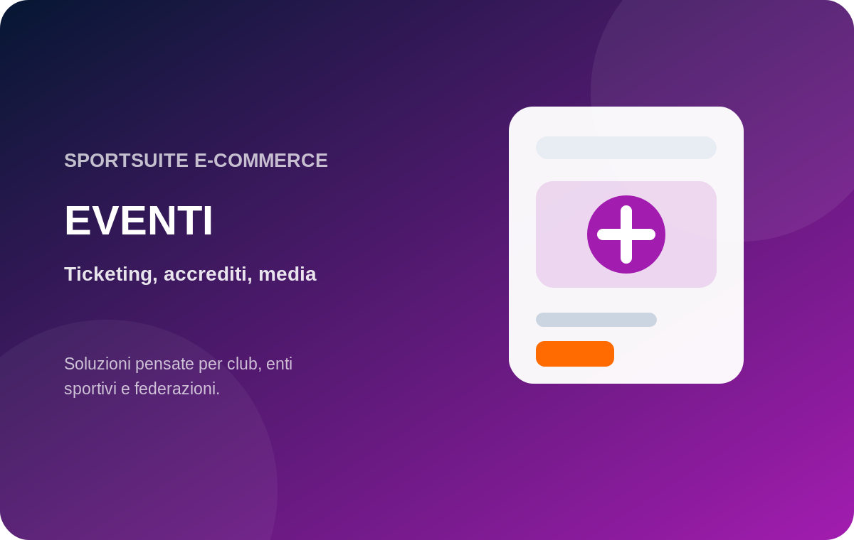 Pagina Iscrizioni & Ticketing