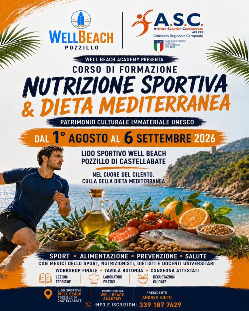 Nutrizione sportiva e Dieta Mediterranea, al Well Beach Academy un percorso formativo tra scienza, sport e territorio